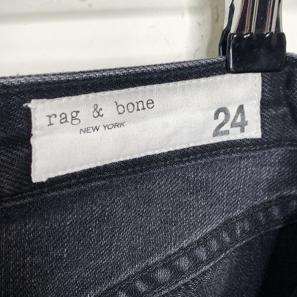 rag & bone Anna Raven Black Raw Hem Full Zip Front Mini Skirt Denim Size 24 - Picture 5 of 12